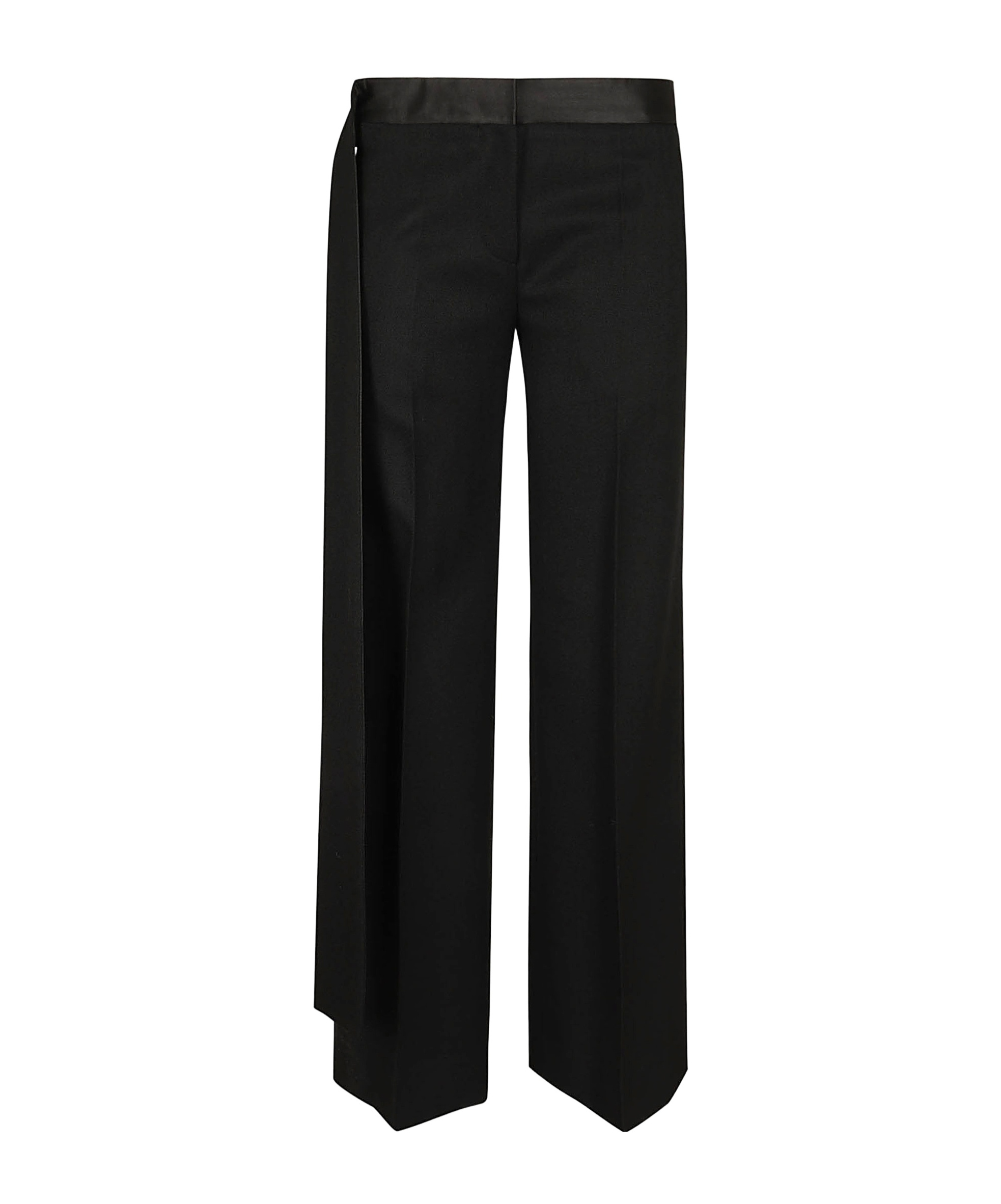 Satin-waistband tailored trousers