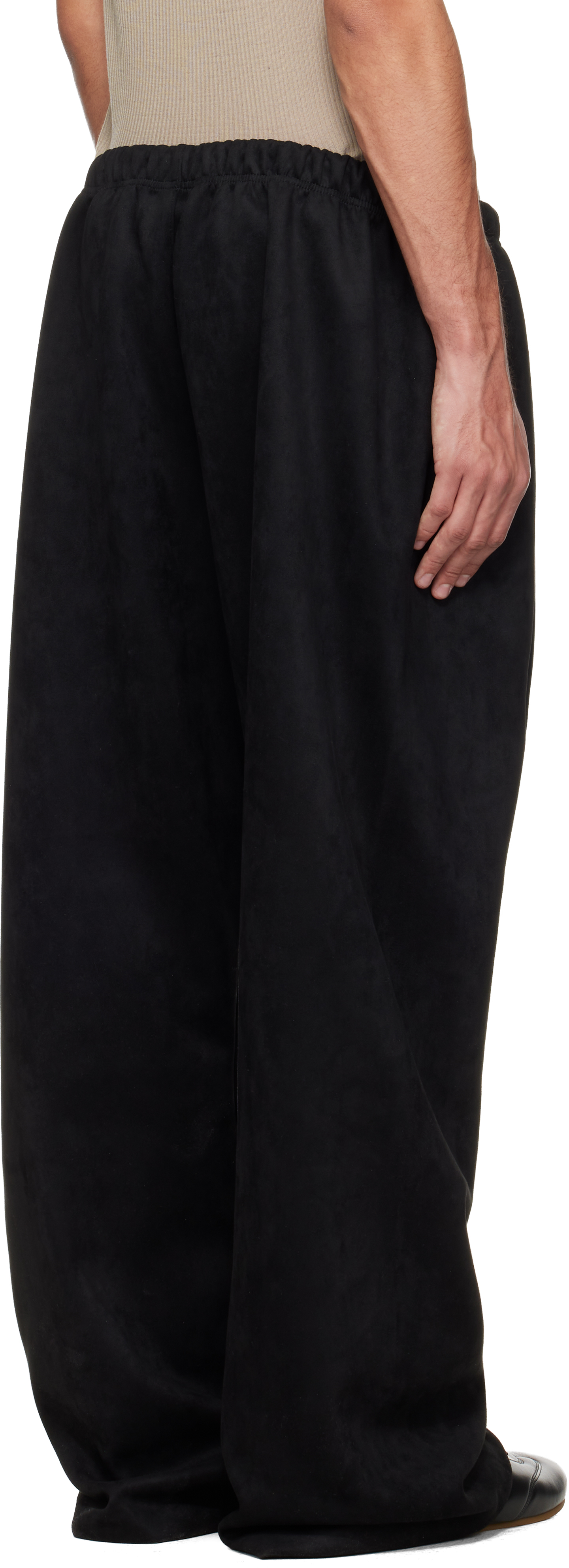 Black Holiday Flare Faux-Suede Sweatpants