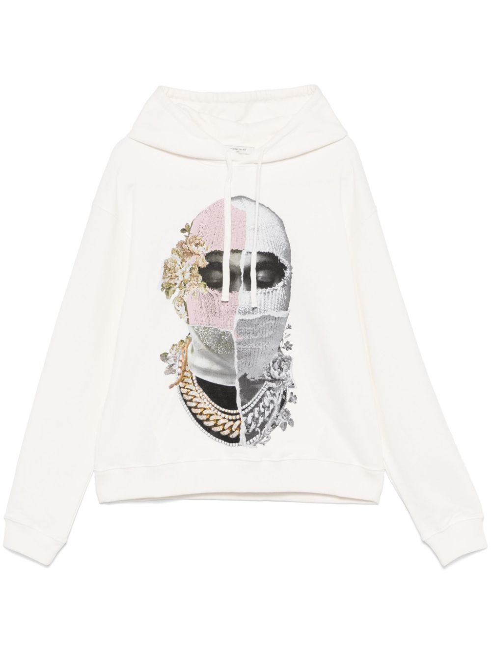 Newspaper Mask-print hoodie - Neutrals