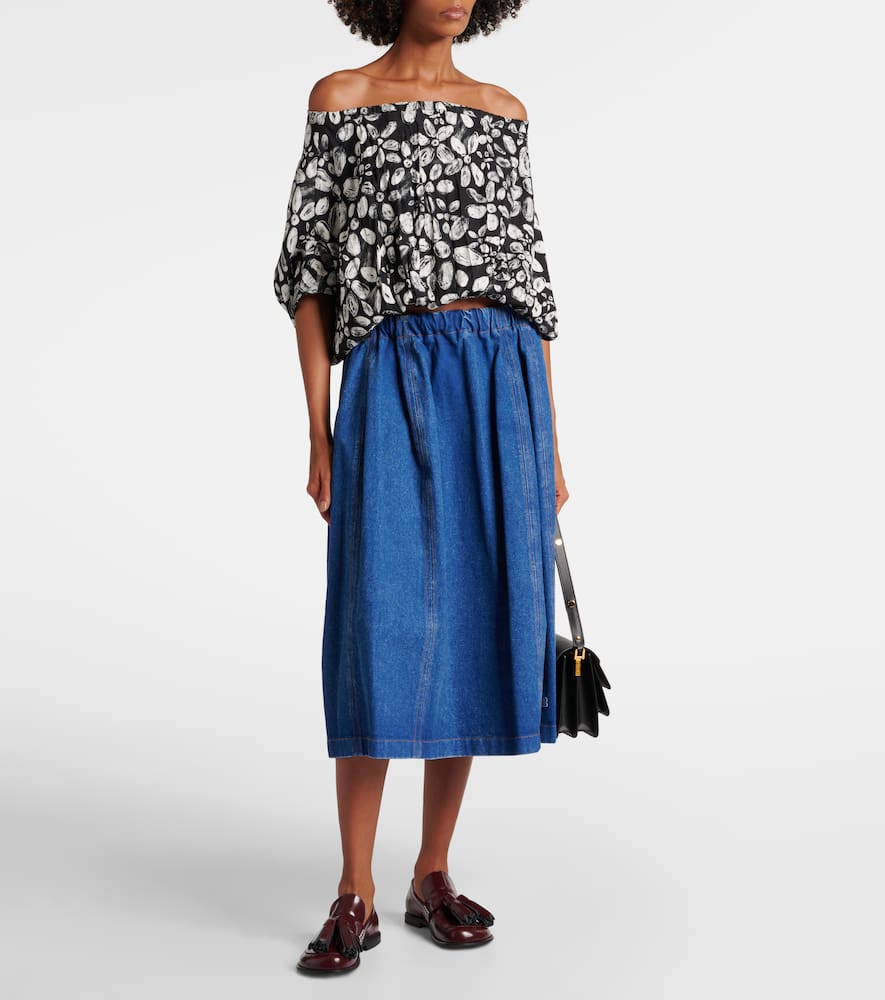 Denim midi skirt