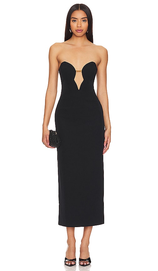 Bardot MIDI-KLEID ELENI CHAIN in Black. Größe 8. Also in 10, 12, 2