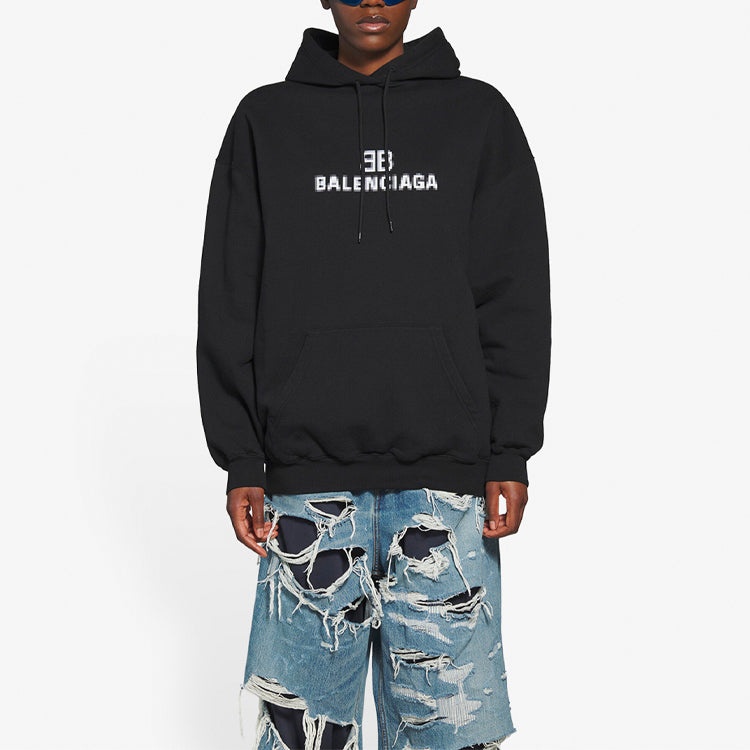 (WMNS) Bb Pixel Fleece Drawstring hooded Long Sleeves Hoodie Black