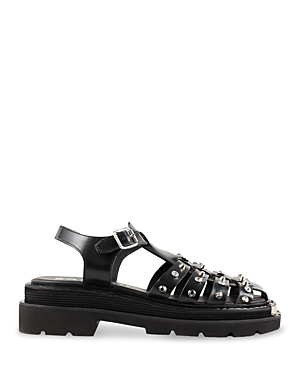 Lys studded leather cage sandals - Black
