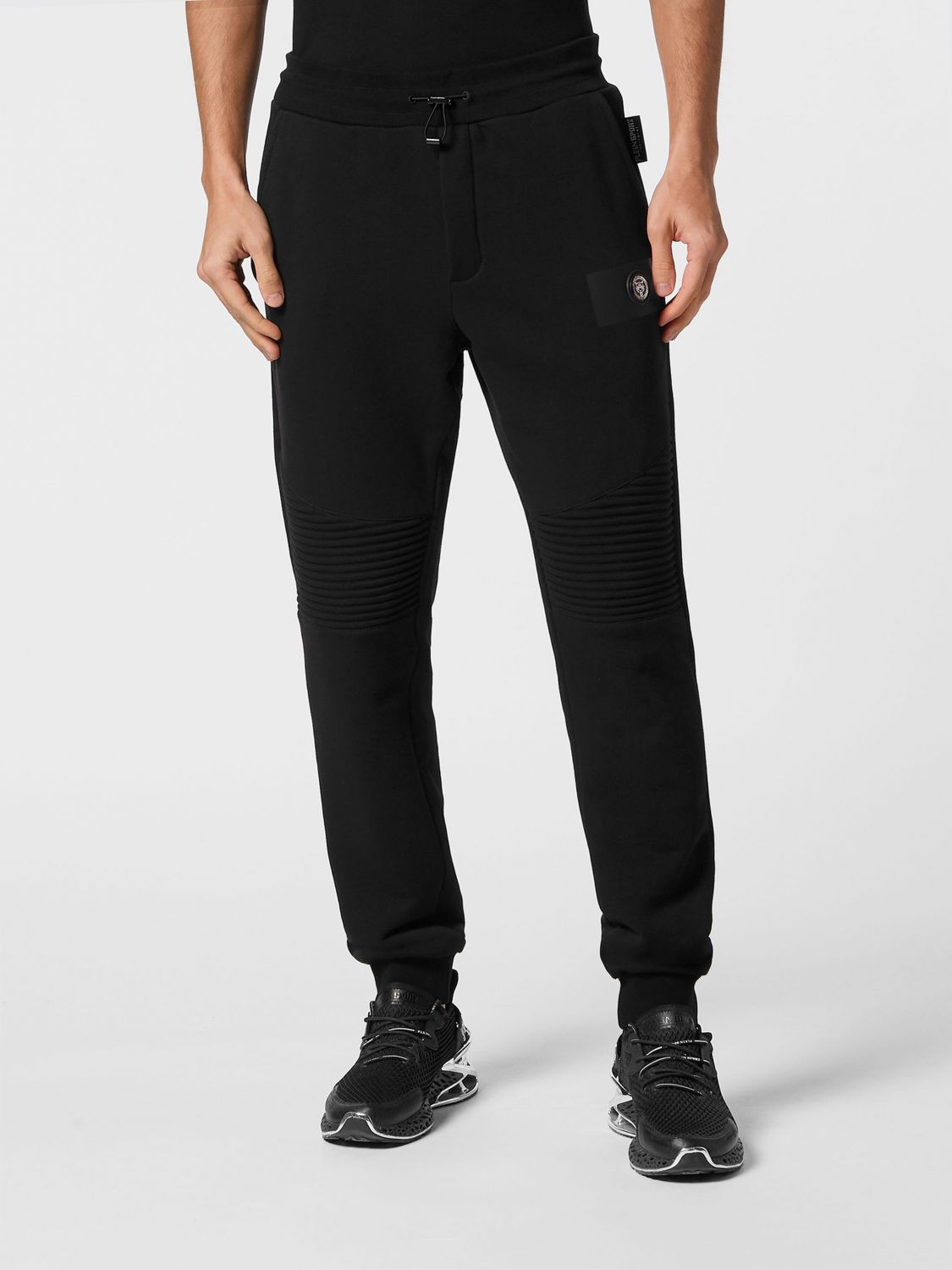 Ribbed panelling track pants - Black