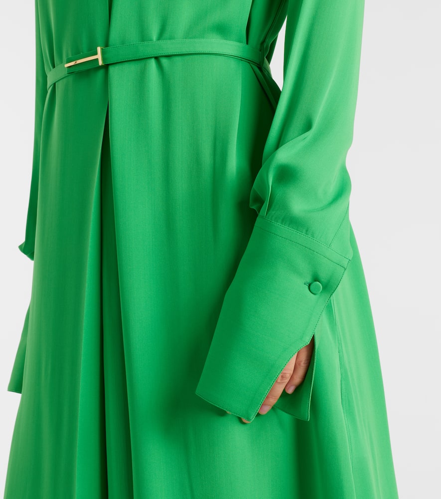 Belted silk midi dress