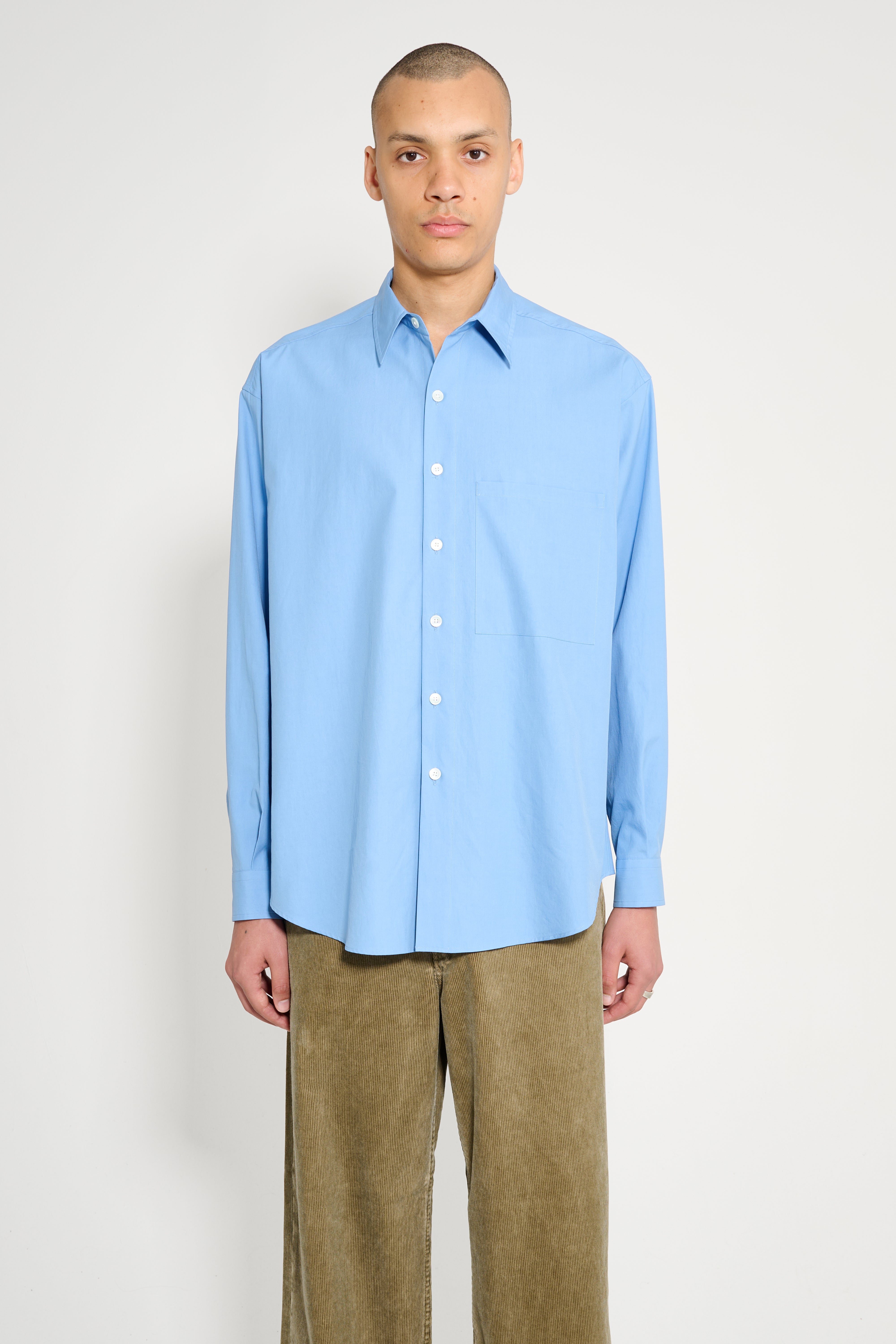 Auralee Washed Finx Twill Big Shirt Blue
