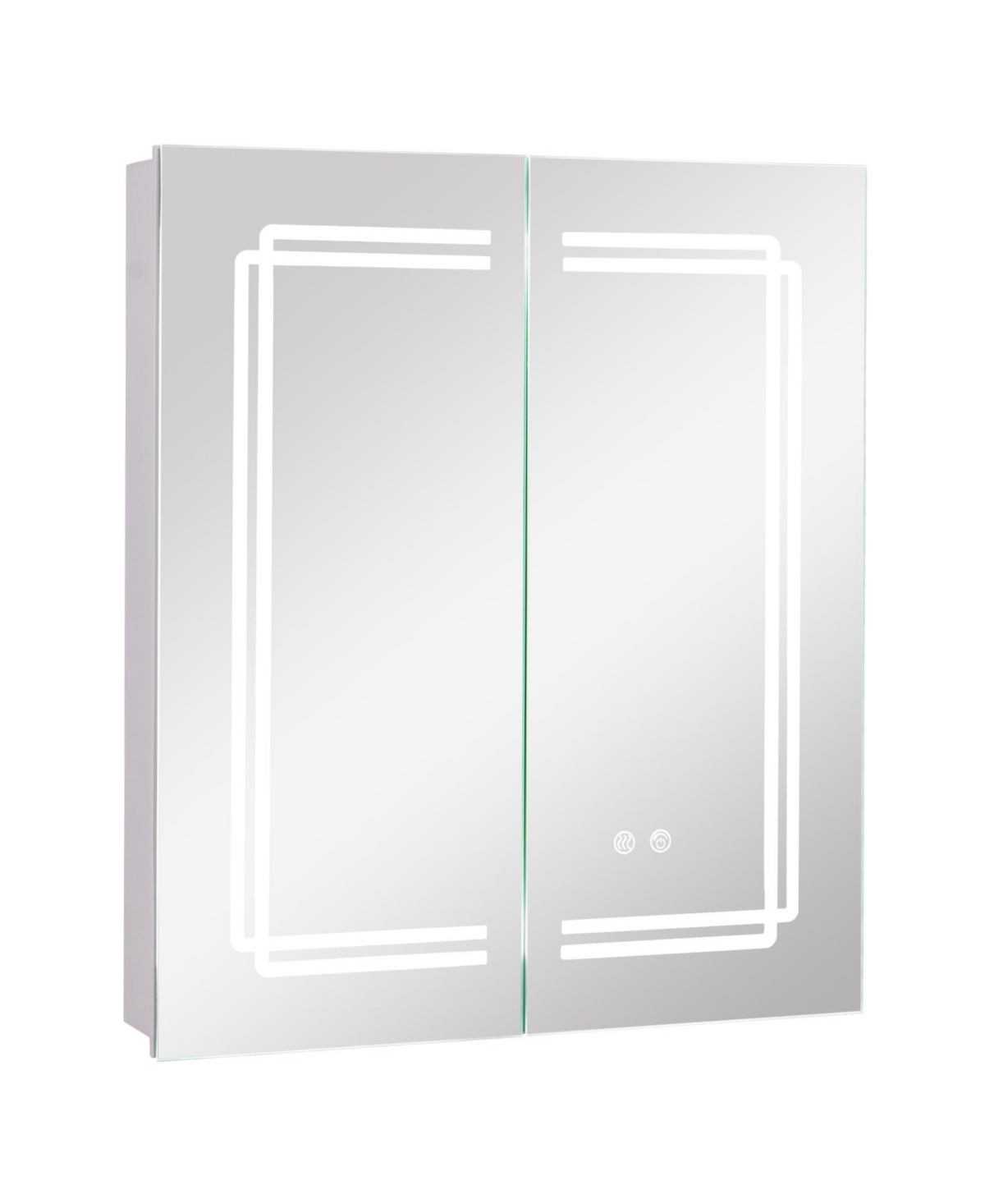 23.5 x 27.5 Inch Bathroom Medicine Cabinet w/ Mirror Led Lighted Mirror Cabinet - White