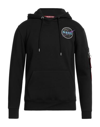 Man Sweatshirt Black Size XL Cotton, Polyester