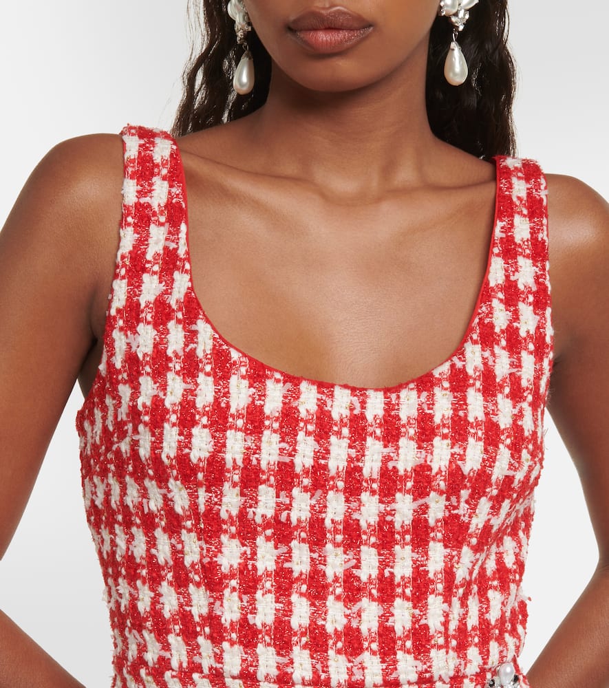 Self-Portrait Checked bouclé minidress