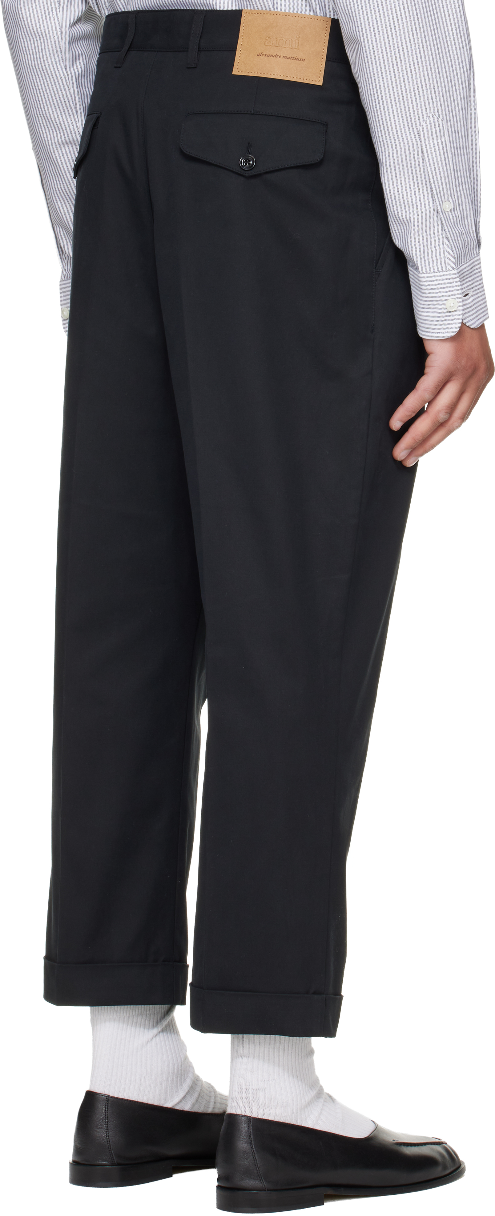 Black Cotton Carrot Oversized Trousers