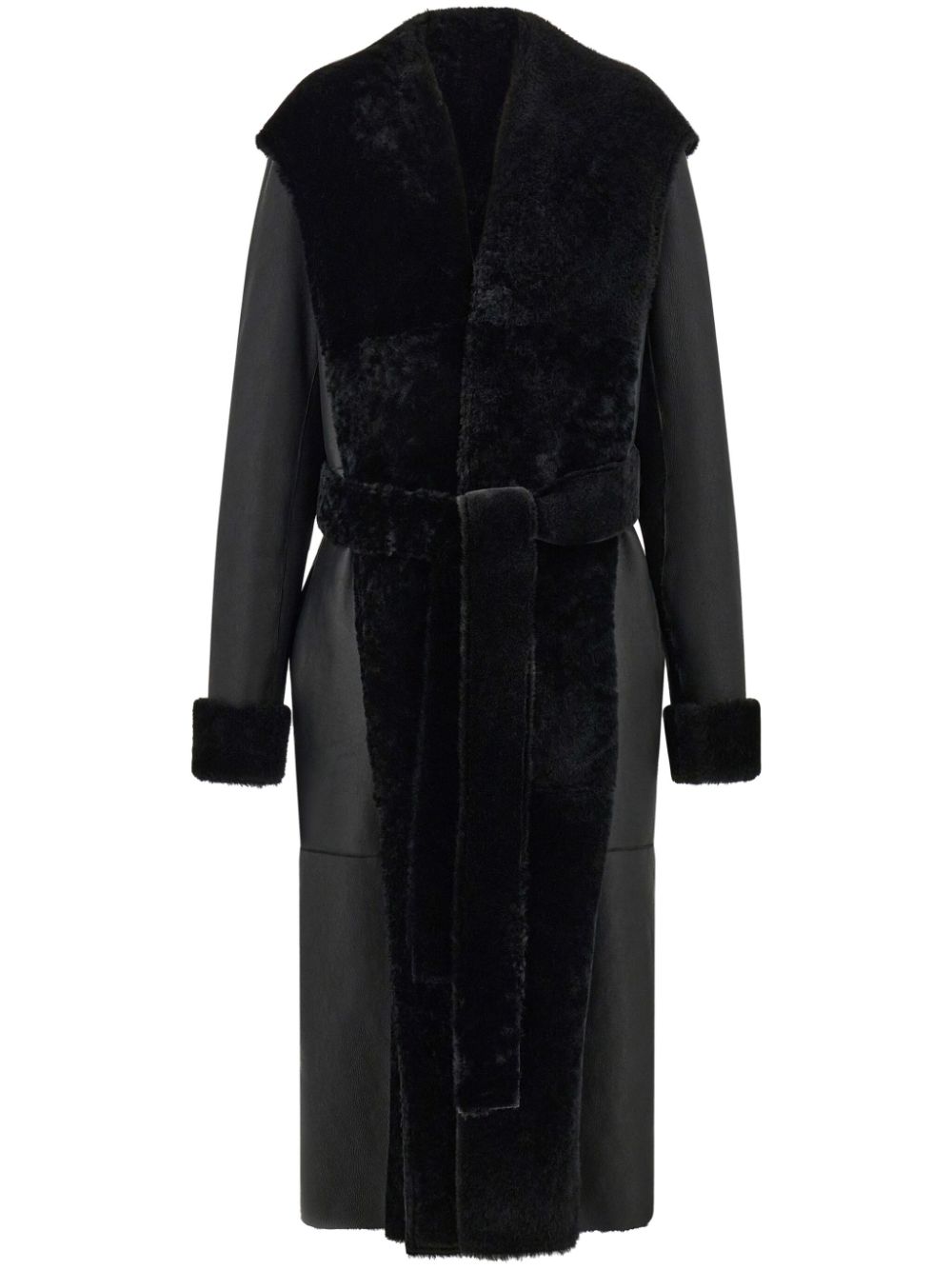 Belted paneled coat - Black