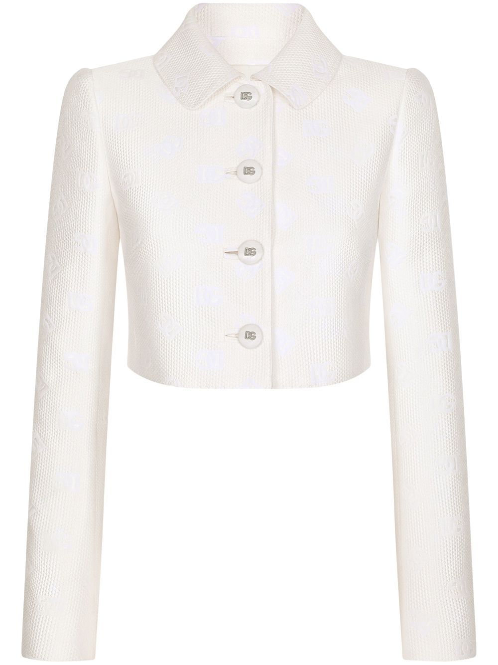 Logo jacquard cropped jacket - White