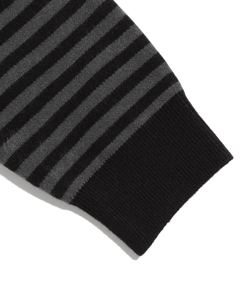 DOT STRIPE KNIT CARDIGAN_BLACK