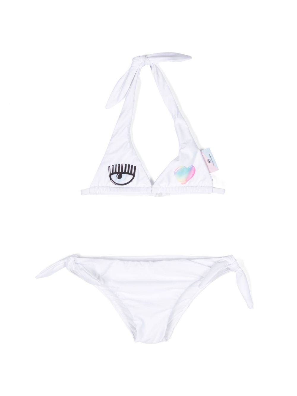 Eyelike-motif two-pieces bikini - White