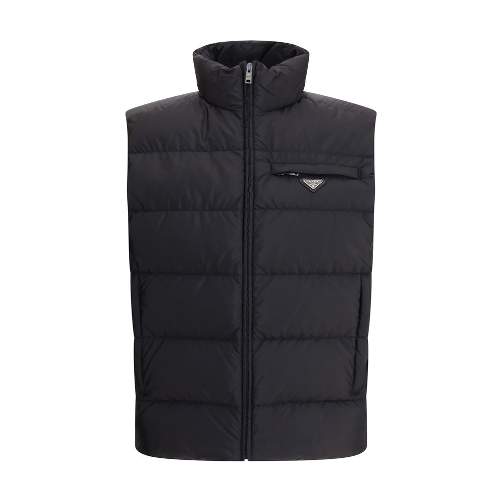 Re-Nylon Down Quilted Vest — Black