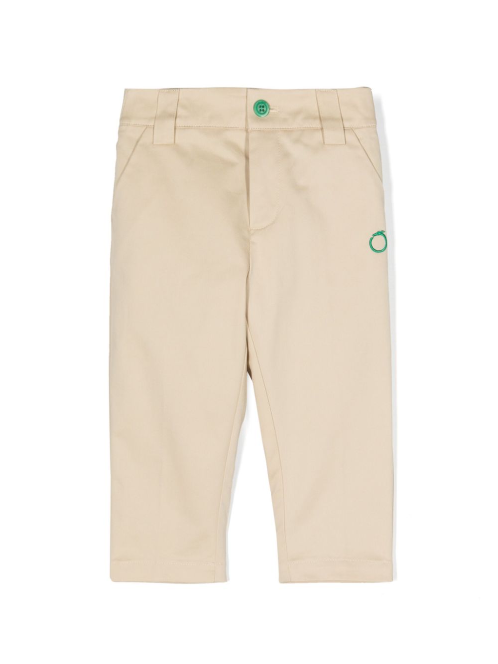 Logo-embroidered tapered trousers - Neutrals