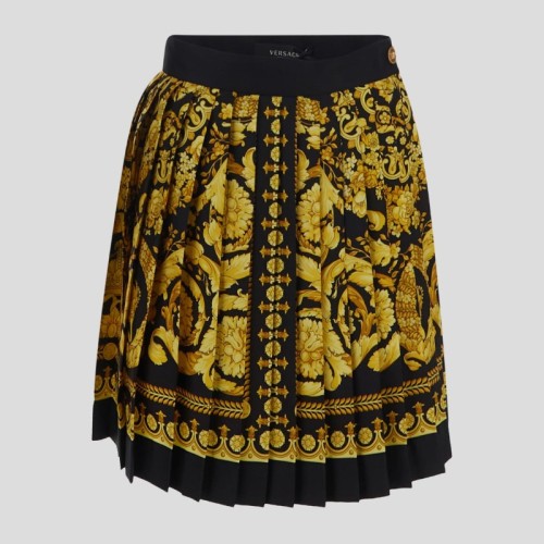 Baroque-print pleated skirt