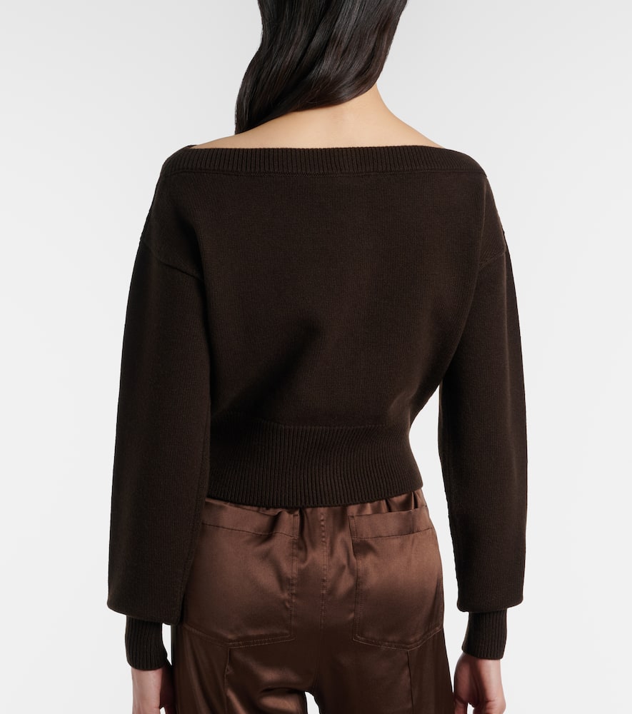 Off-shoulder cashmere cardigan