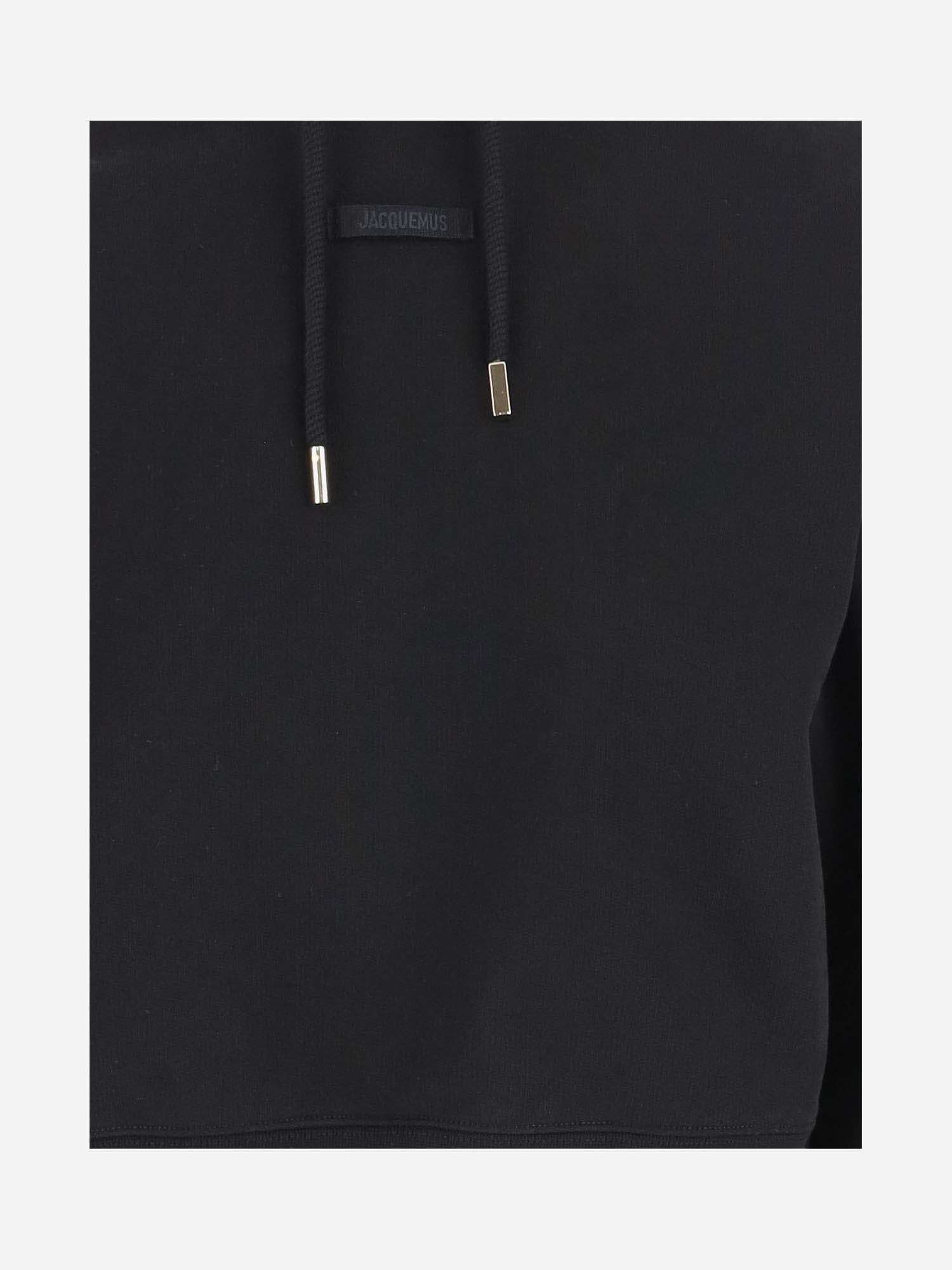 Cotton Drawstring Hoodie — Black