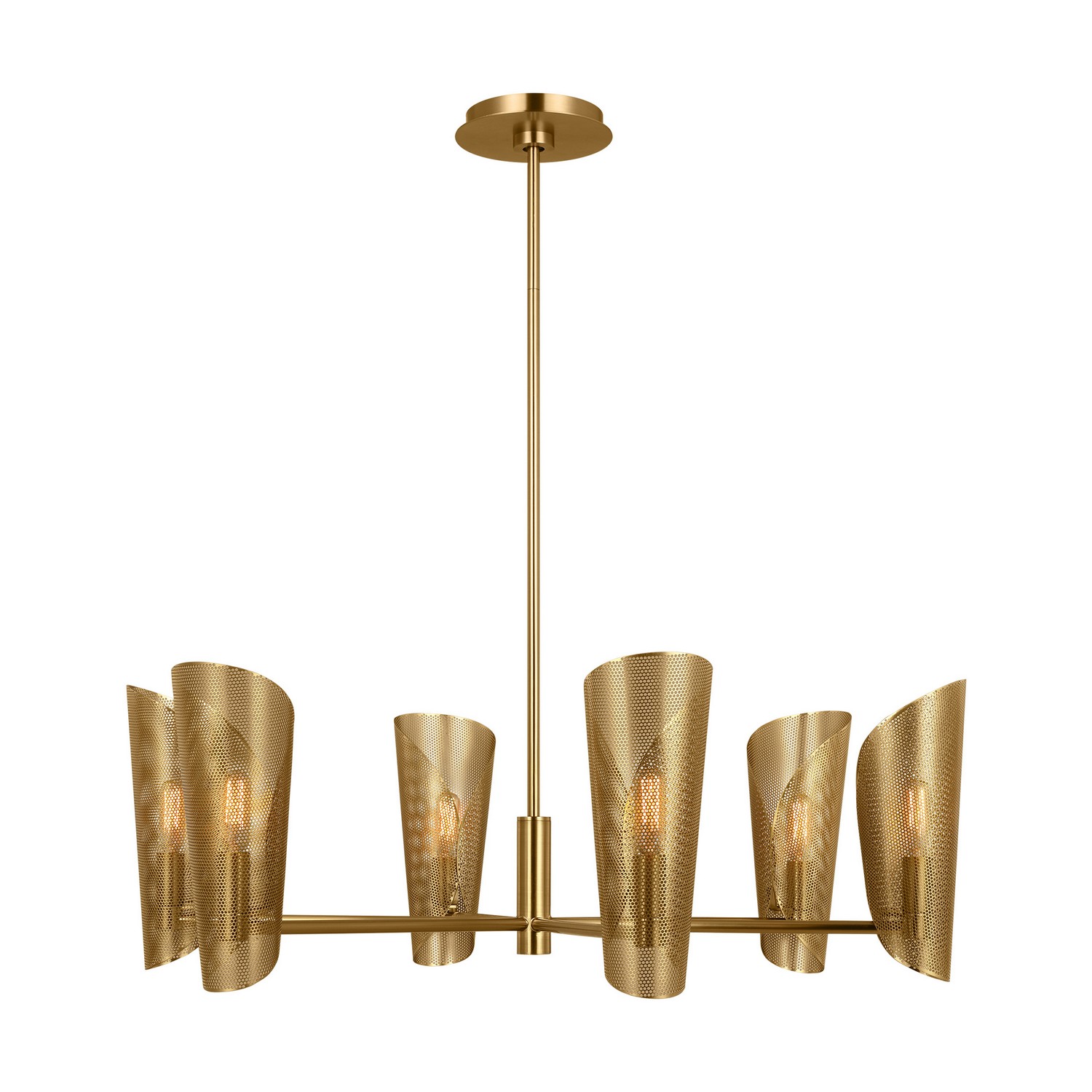 Burnished Brass Six Light Chandelier from the Plivot Collection