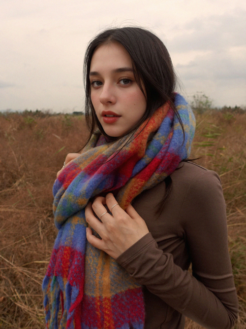 Cozy Check Wool Scarf