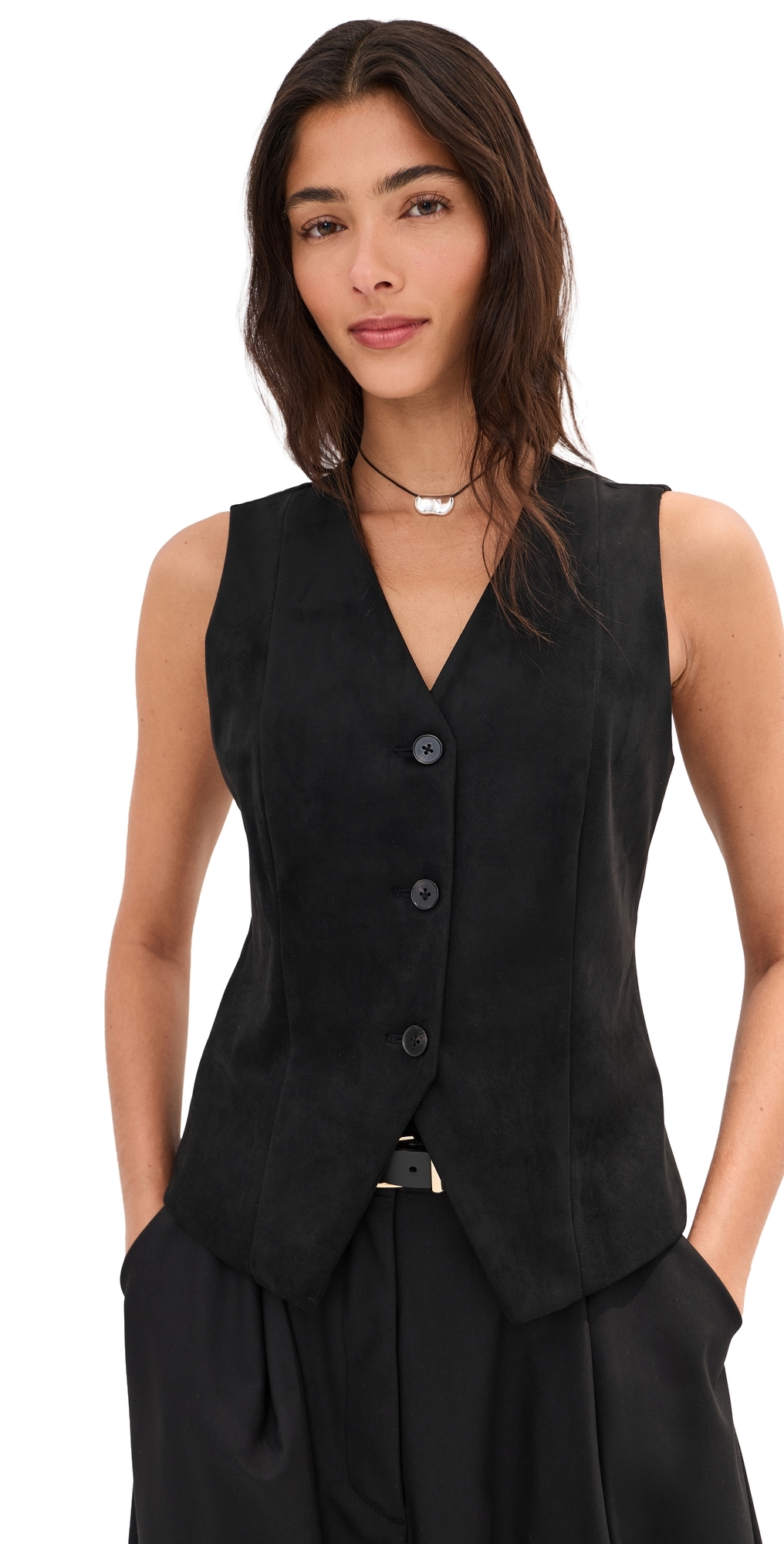 Lottie Faux Suede Vest Black