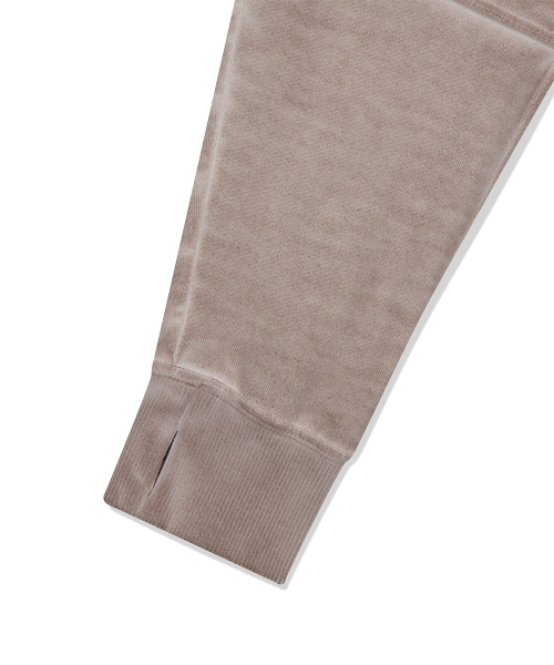 DYED CURVED SEAM CROP HOODIE BEIGE