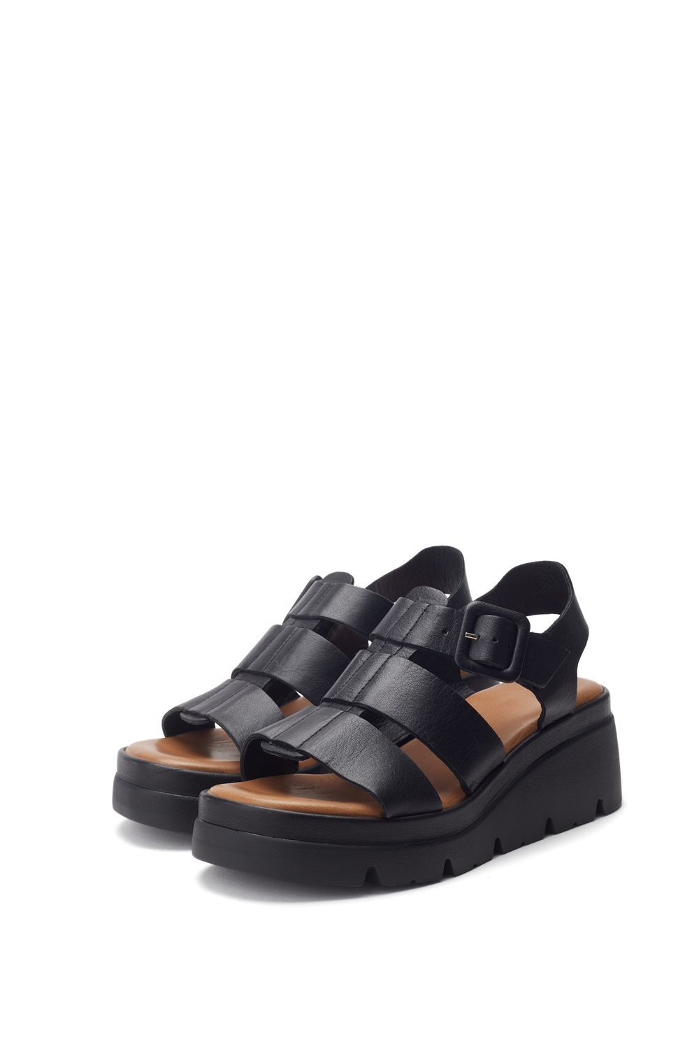Moda In Pelle Women's 'Stathes' Leather Heeled Sandals in Black