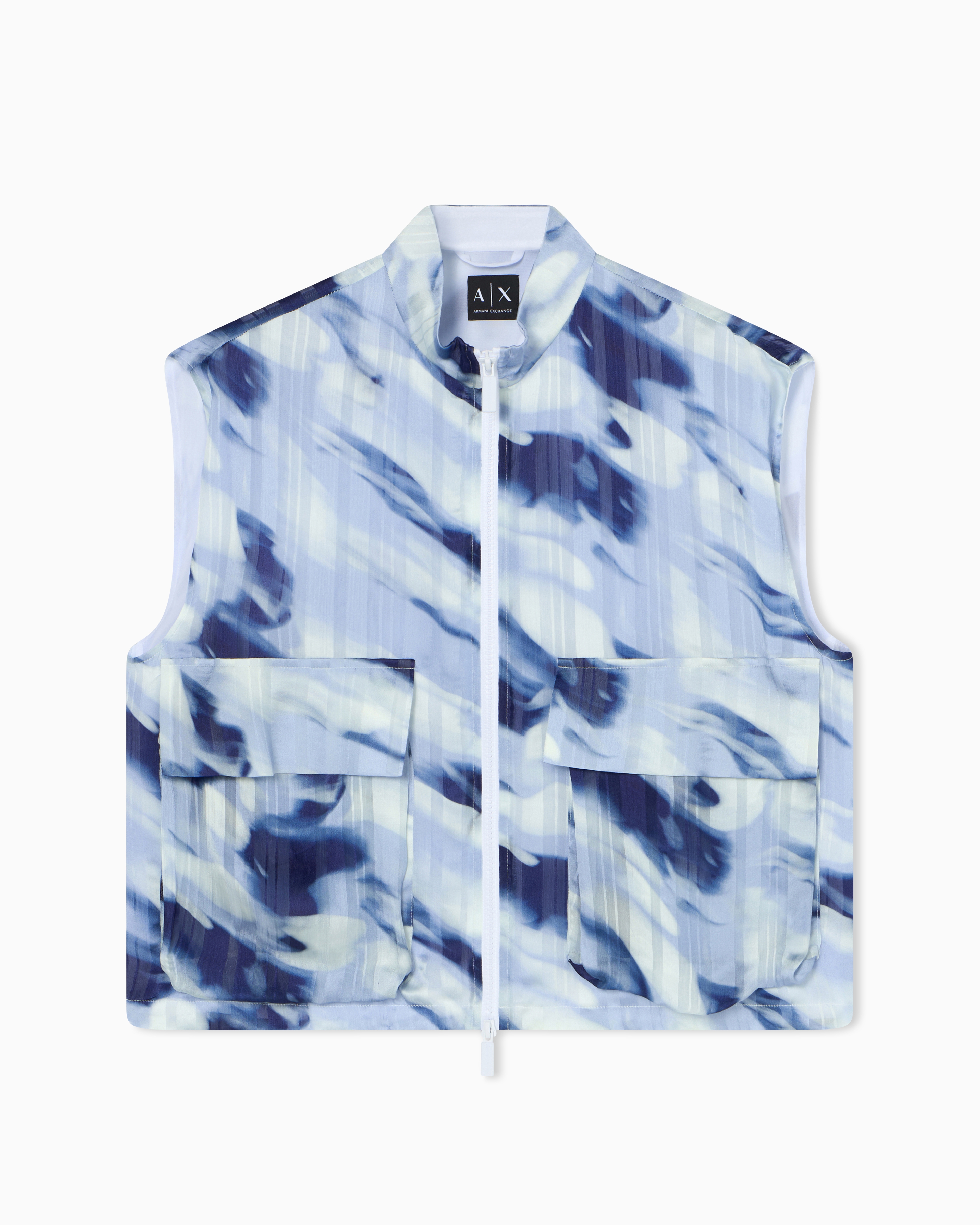 Padded Vest with Printed Stripes