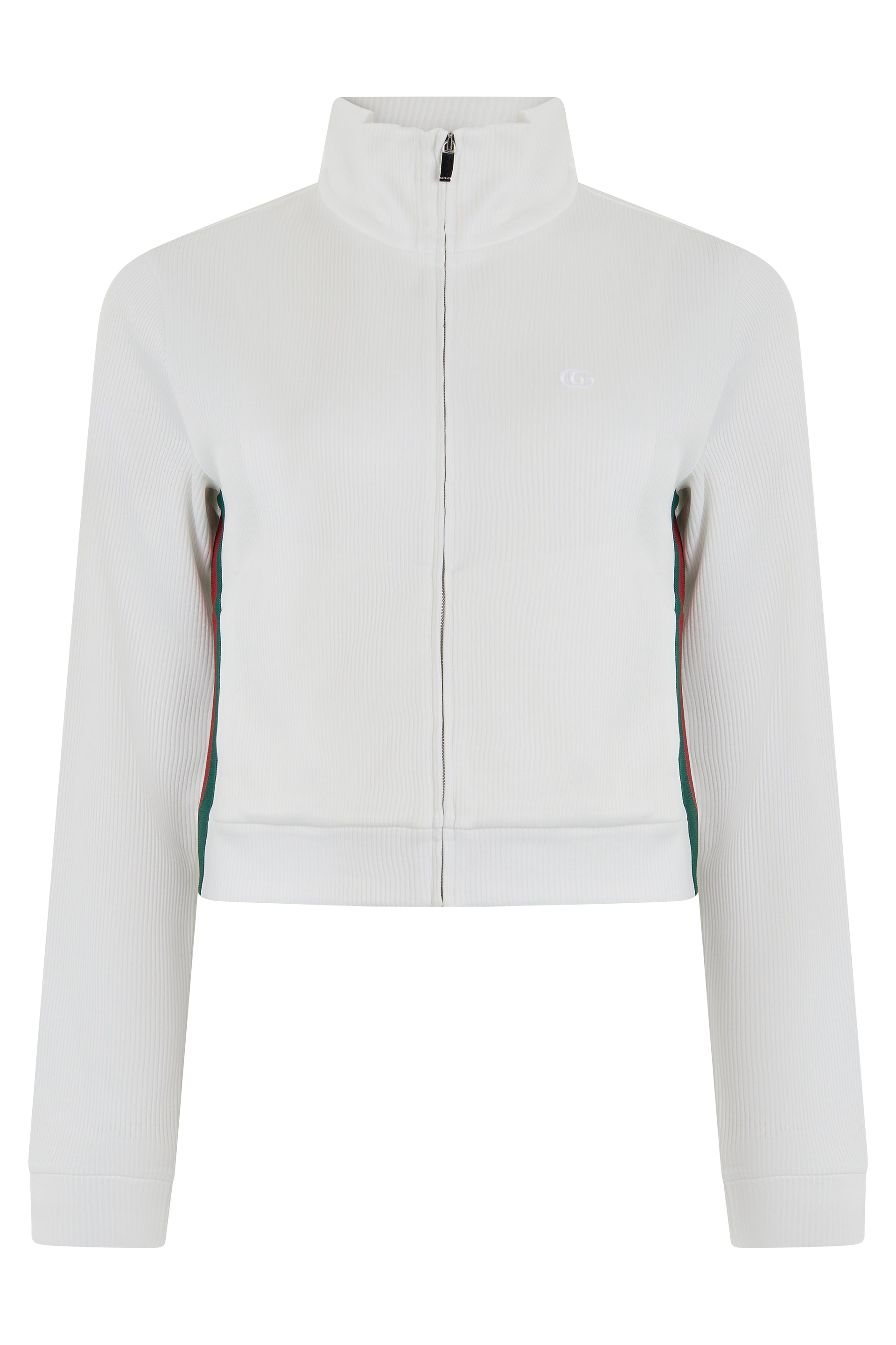 Cotton Ribbed Zip Hoodie with High Collar Cropped Sweatshirt