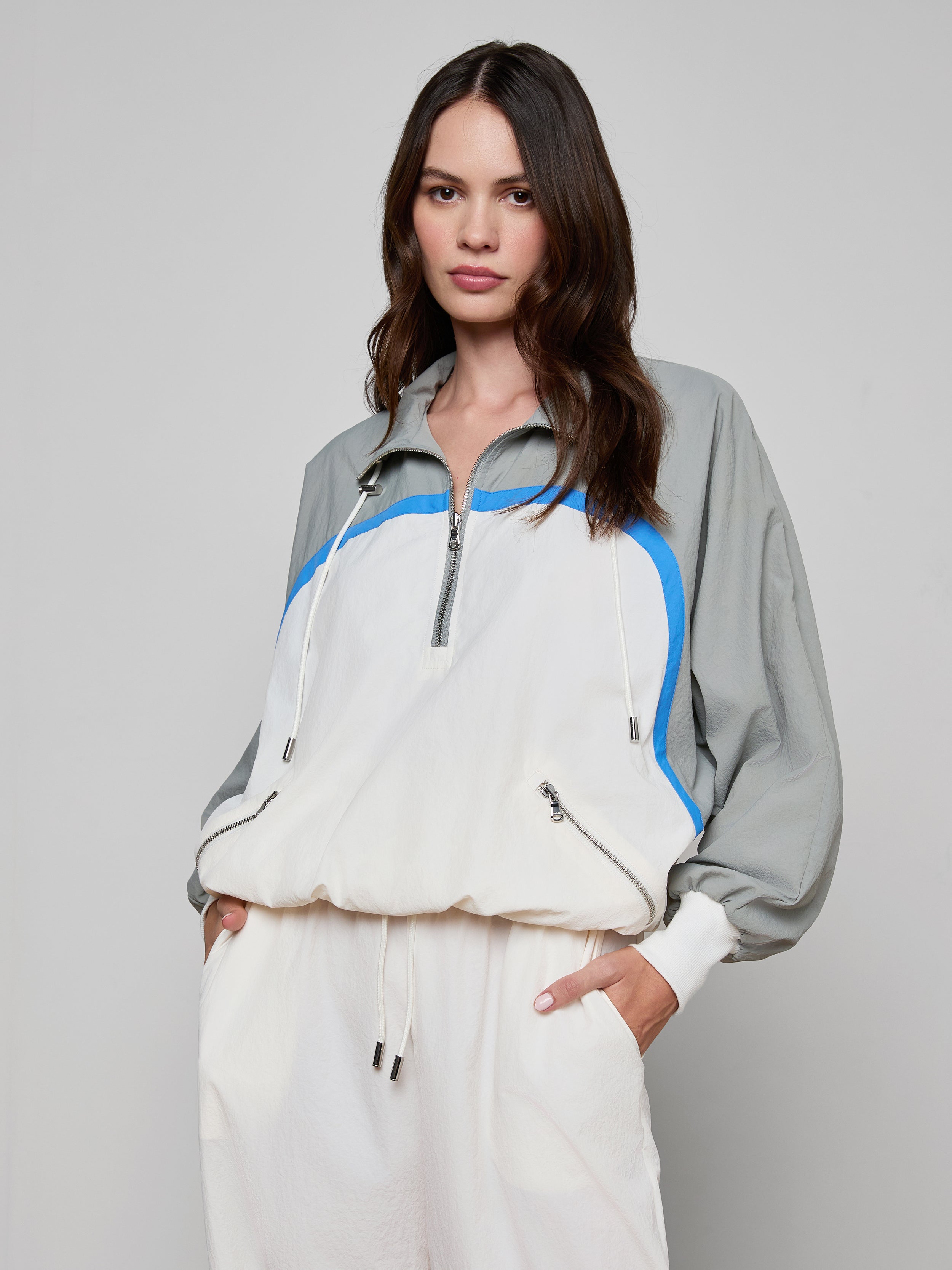 Aurelia Windbreaker In Light Grey/regatta Blue/ivory