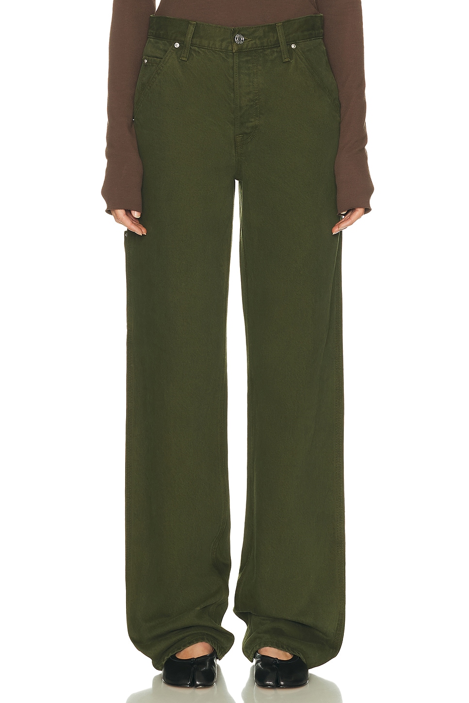 GRLFRND Bella Low Rise Boyfriend Utility in Olive.  32. Also in 23, 24, 25, 26, 27, 28, 29