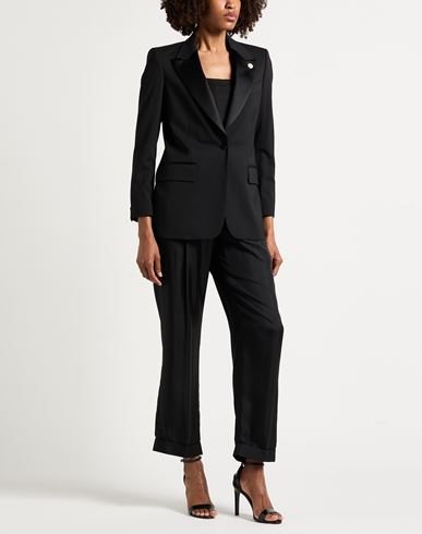 Woman Blazer Black Size 4 Polyester, Wool, Elastane