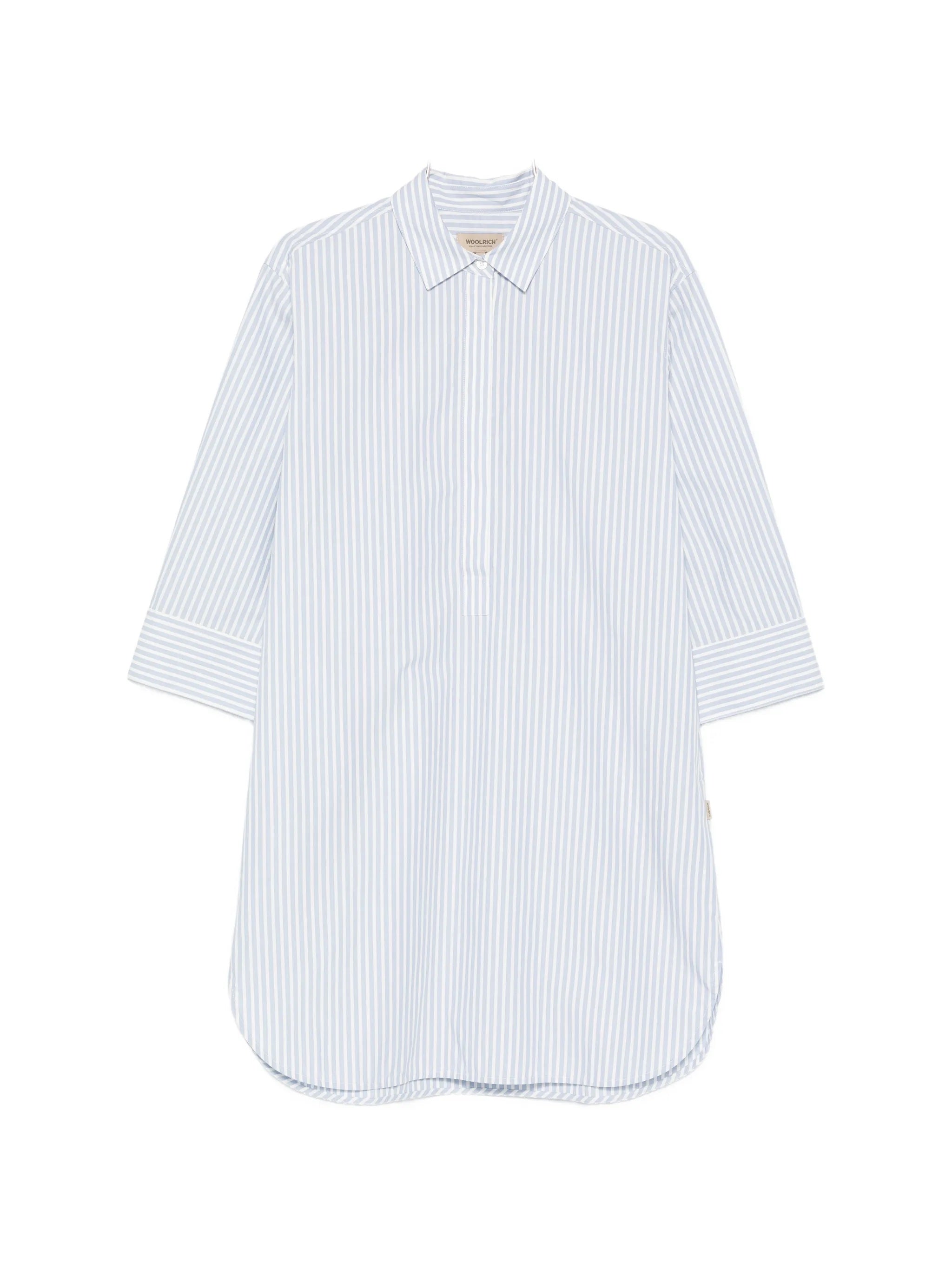 Cotton Shirt-Collar Top with Concealed Button Front and Adjustable Cuffs