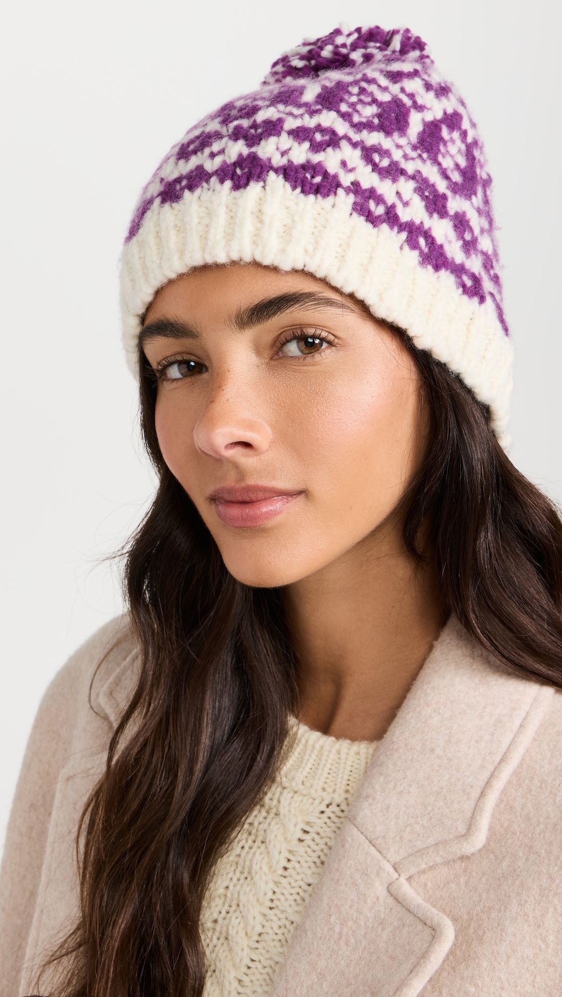 Valley Fair Isle Beanie 501 Purple One Size