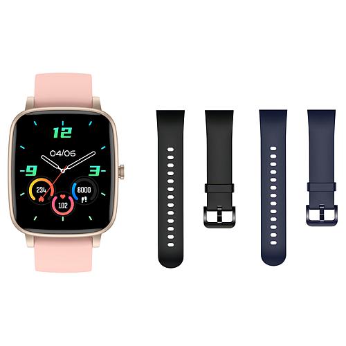 "E21 1.69"" Rose Gold Bluetooth Smartwatch with Extra Bands