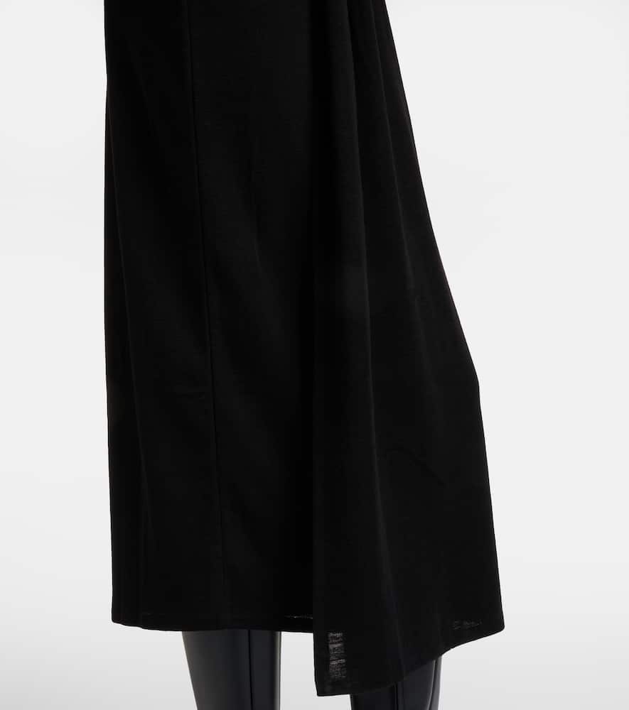 Draped wool-blend midi dress