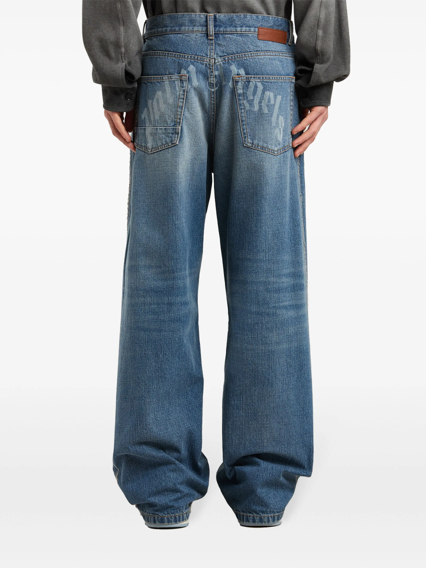 Curved logo loose-fit jeans - Blue