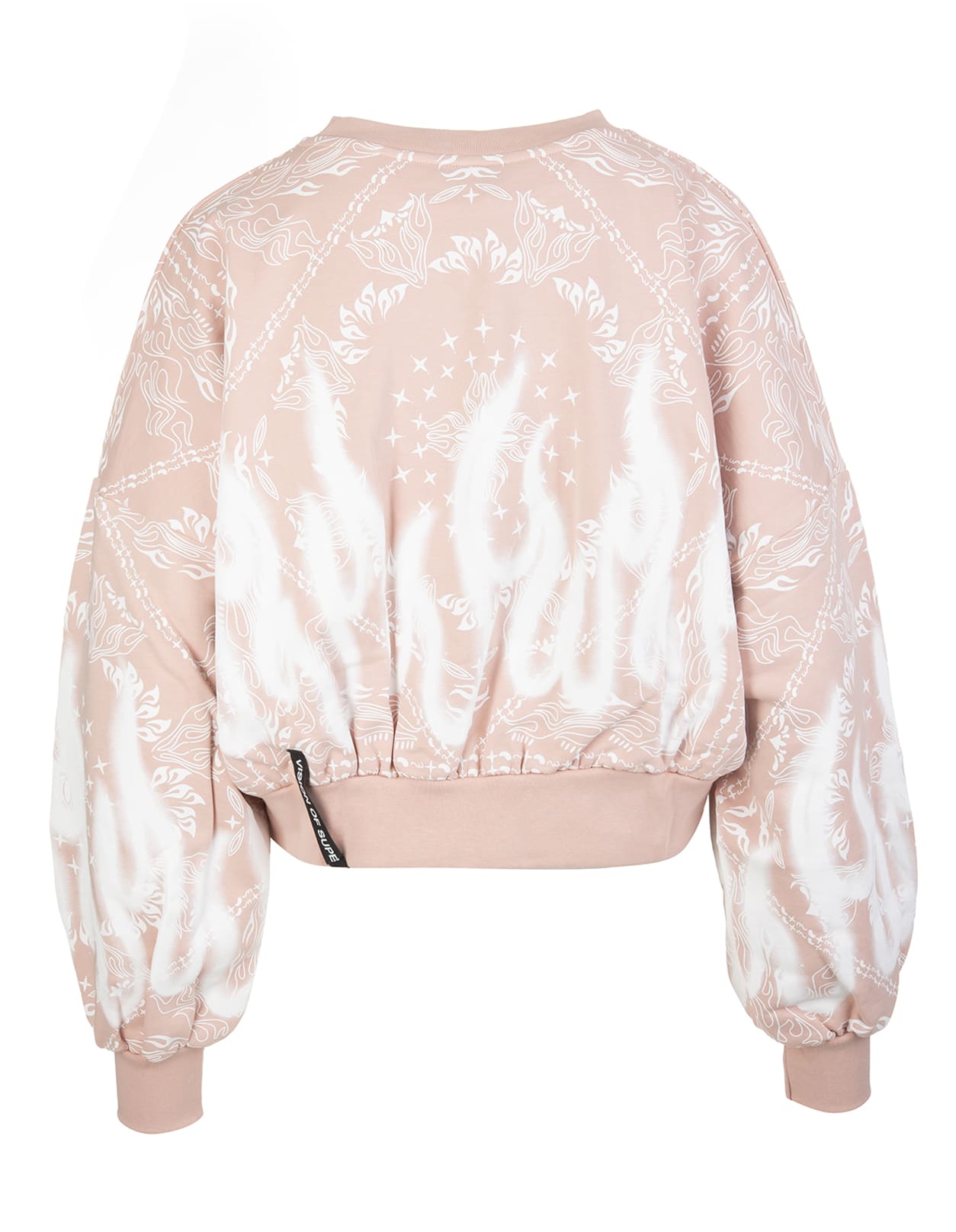 Woman Pink Short Sweatshirt With Bandana Print