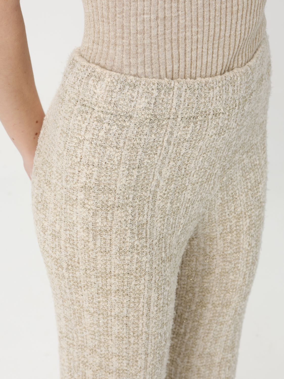 Bouclé lurex trousers - Neutrals
