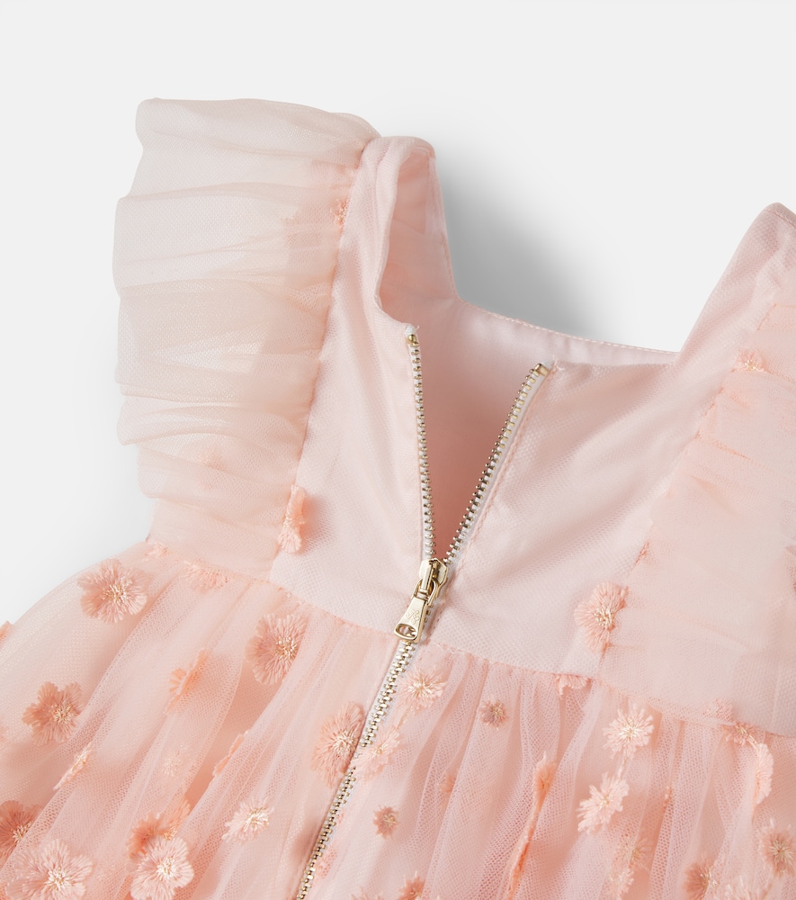 Baby floral-appliqué tulle dress