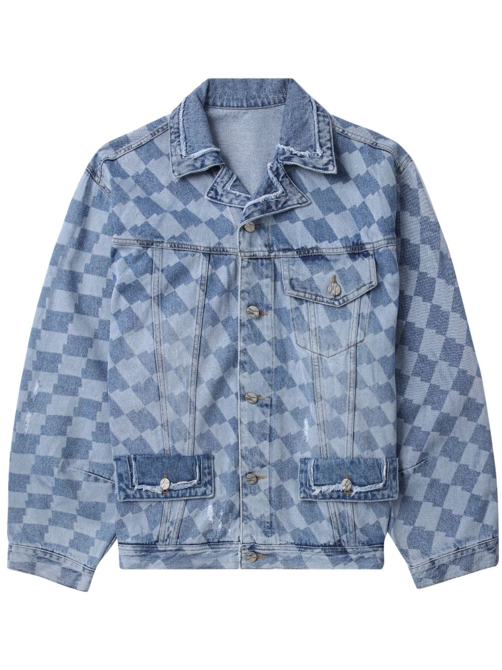 Check-pattern denim jacket - Blue
