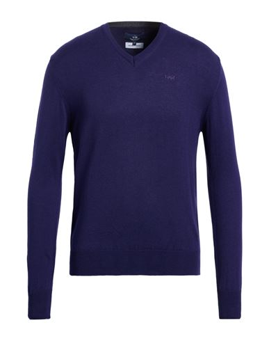 Man Sweater Dark purple Size 3XL Acrylic, Cotton, Wool
