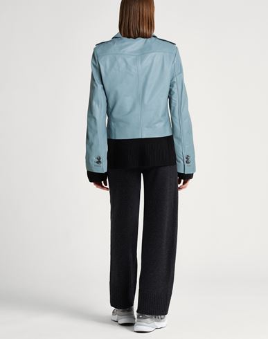 Woman Jacket Slate blue Size 4 Lambskin