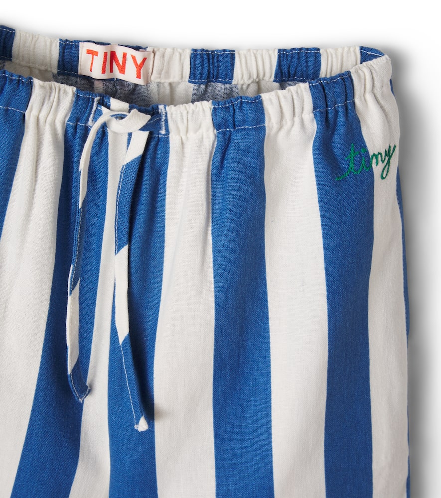 Striped linen and cotton wide-leg pants