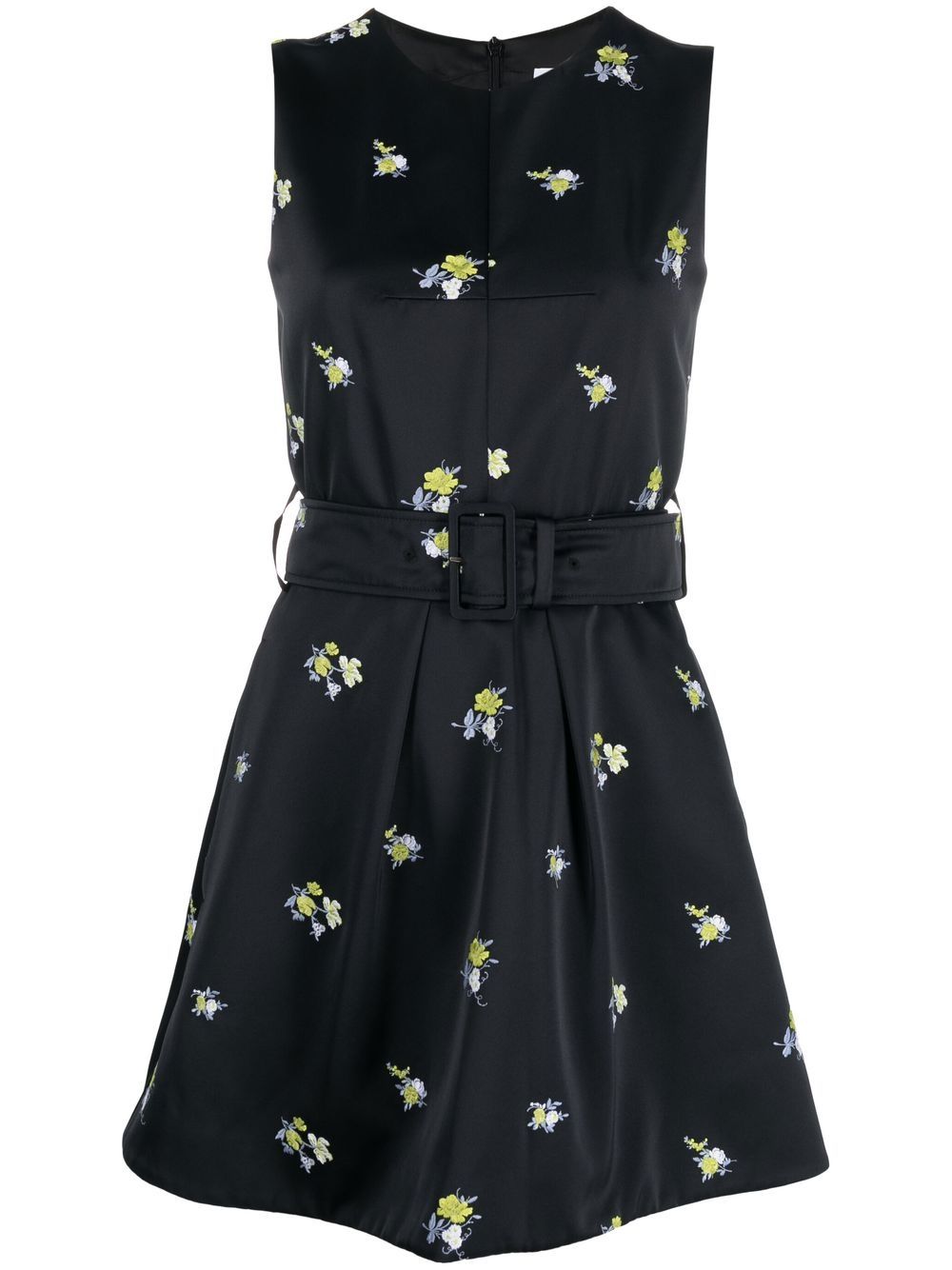 Embroidered sleeveless mini dress - Black