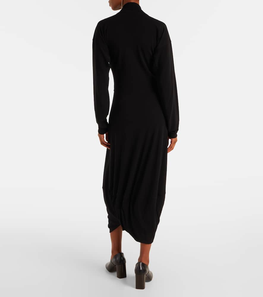 Draped crêpe jersey maxi dress