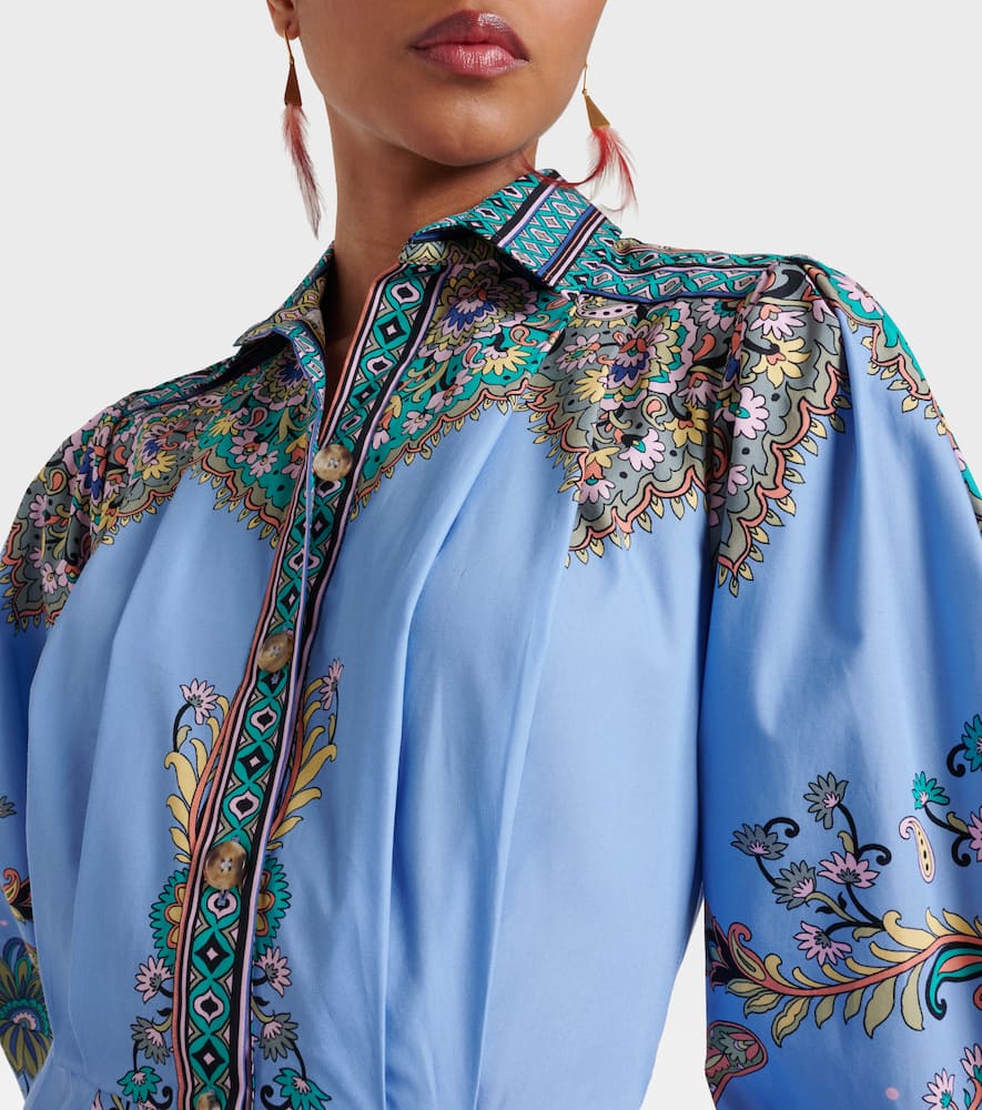 Printed cotton shirt dress
