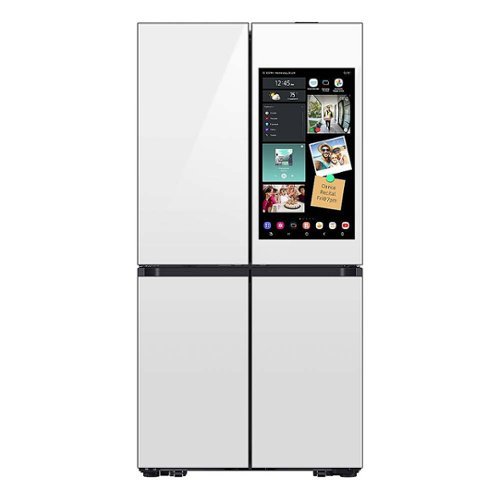 Bespoke 29 Cu. Ft. 4-Door Flex French Door Smart Refrigerator with AI Family Hub+ and AI Vision Inside - White Glass