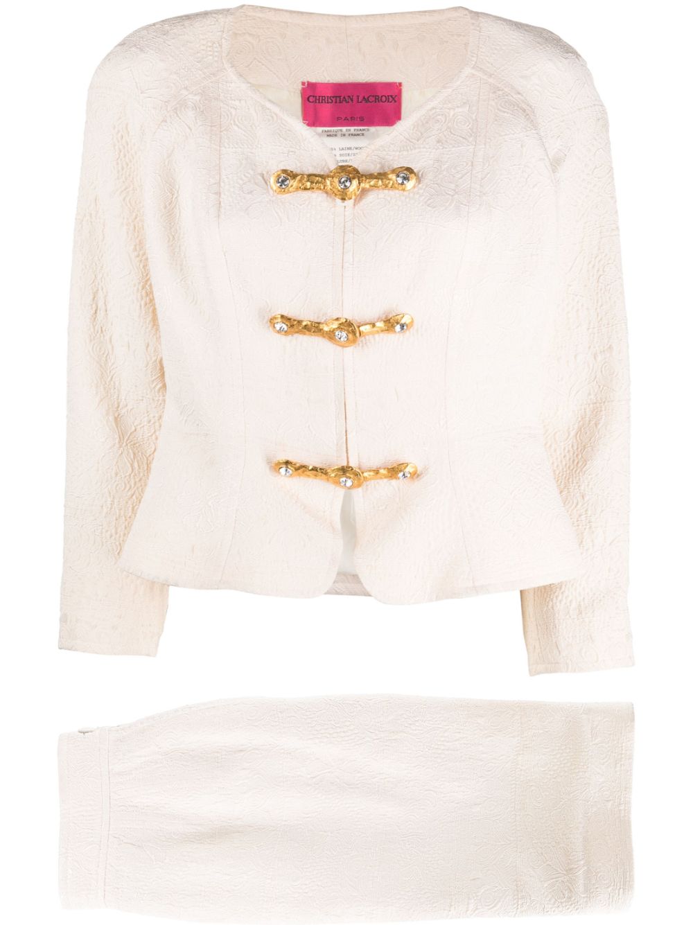 2009 pre-owned toggle-fastening jacquard skirt suit - Neutrals